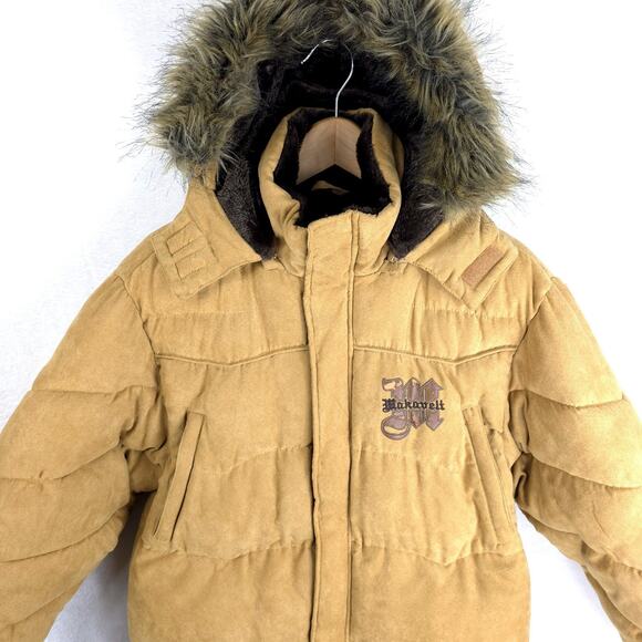 Vintage Makaveli Branded Tupac RARE Beige Puffer Jacket 14/16 Fits Sz Small Y2K - Picture 3 of 16